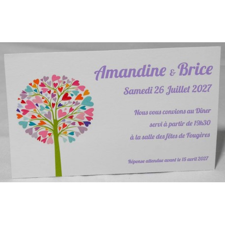 Carte lunch ou remerciements nature arbre coloré Faire Part Select Romance 59667