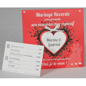 Faire part mariage original pochette disque graphique Faire Part Select Romance 49619