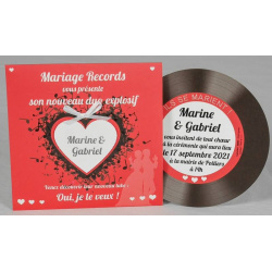 Faire part mariage original pochette disque graphique Faire Part Select Romance 49619