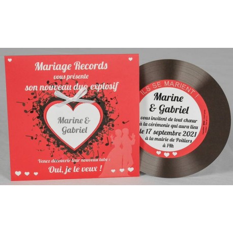 Faire-part mariage So Vinyle pochette 