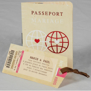 Faire part mariage original passeport beige photo Faire Part Select Romance 49647