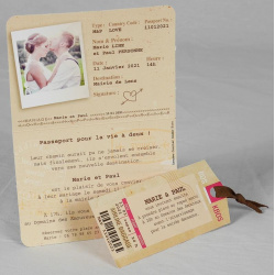 Faire part mariage original passeport beige photo Faire Part Select Romance 49647