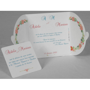 Faire part mariage original champêtre fleurs coeur Faire Part Select Romance 49654