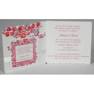 Faire part mariage fleurs rouges roses aquarelle Faire Part Select Romance 49660