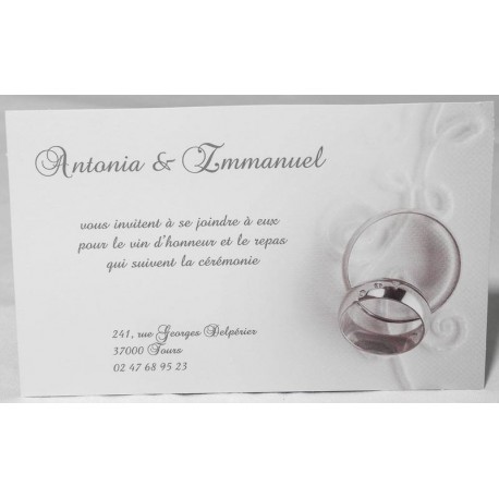 Carte lunch ou remerciements sobre élégante blanche alliances FAIRE-PART SELECT Romance 59652 Carte lunch ou remerciements sobre élégante blanche alliances FAIRE-PART SELECT Romance 59652