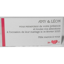 Carte lunch ou remerciements graphique coeur flèche roses FAIRE-PART SELECT Romance 59666