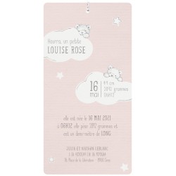Faire-part naissance classique rose pastel bébé endormi lune Belarto Hello World 2018 718017