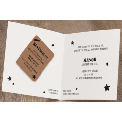 Faire-part naissance original crème marron main Belarto Hello World 2018 718024