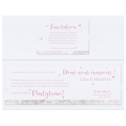 Faire-part mariage classique chic blanc marbre rose BELARTO Celebrate Love 729211