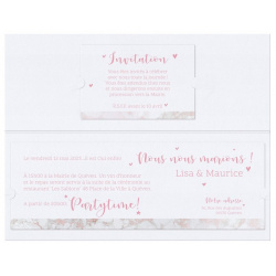 Faire-part mariage classique chic blanc marbre rose BELARTO Celebrate Love 729211