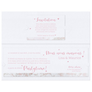 Faire-part mariage classique chic blanc marbre rose BELARTO Celebrate Love 729211