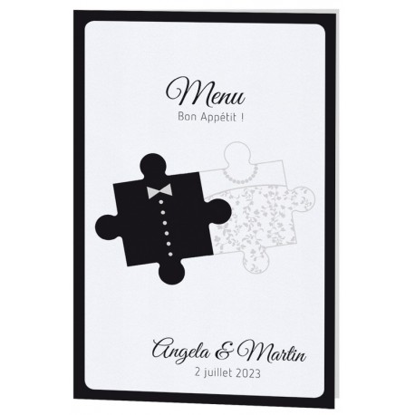 Menu mariage original noir blanc puzzle Belarto Celebrate Love 725673