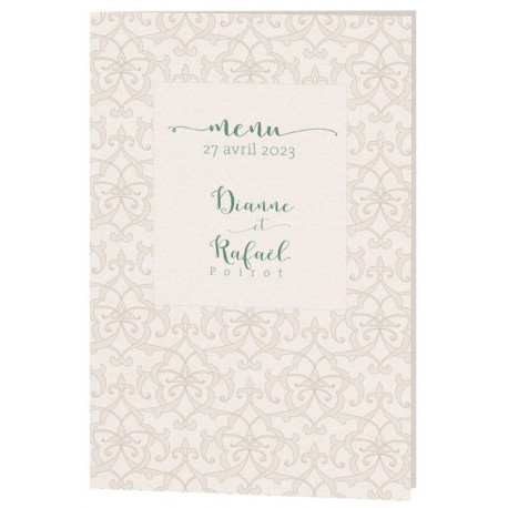 Menu mariage chic crème motif arabesques Belarto Celebrate Love 7296001