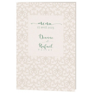 Menu mariage chic crème motif arabesques Belarto Celebrate Love 7296001