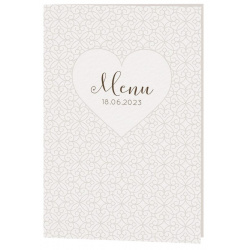 Menu mariage classique crème arabesques coeurs Belarto Celebrate Love 7296000