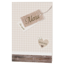 Menu mariage nature chic marron beige vichy bois Belarto Celebrate Love 724632