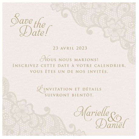 Carte lunch ou remerciements classique chic crème irisé motifs dentelle BELARTO Celebrate Love 725548