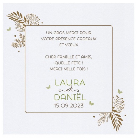 Carte lunch ou remerciements nature cadre feuilles marrons BELARTO Celebrate Love 7295006