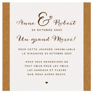 Carte lunch ou remerciements classique crème frises marrons BELARTO Celebrate Love 724536