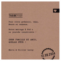 Carte lunch ou remerciements nature kraft chic BELARTO Collection Mariage 2020 620503