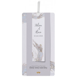 Faire-part mariage chic violine dorure marbré BELARTO Collection Mariage 620020