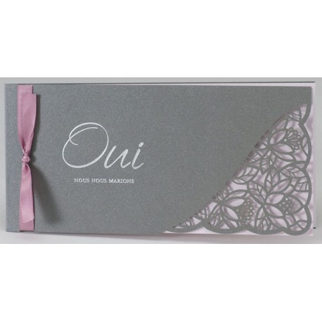 Faire-part mariage élégant chic ruban encart roses BUROMAC Papillons 2018 108.109 Faire-part mariage élégant chic ruban encart roses BUROMAC Papillons 2018 108.109