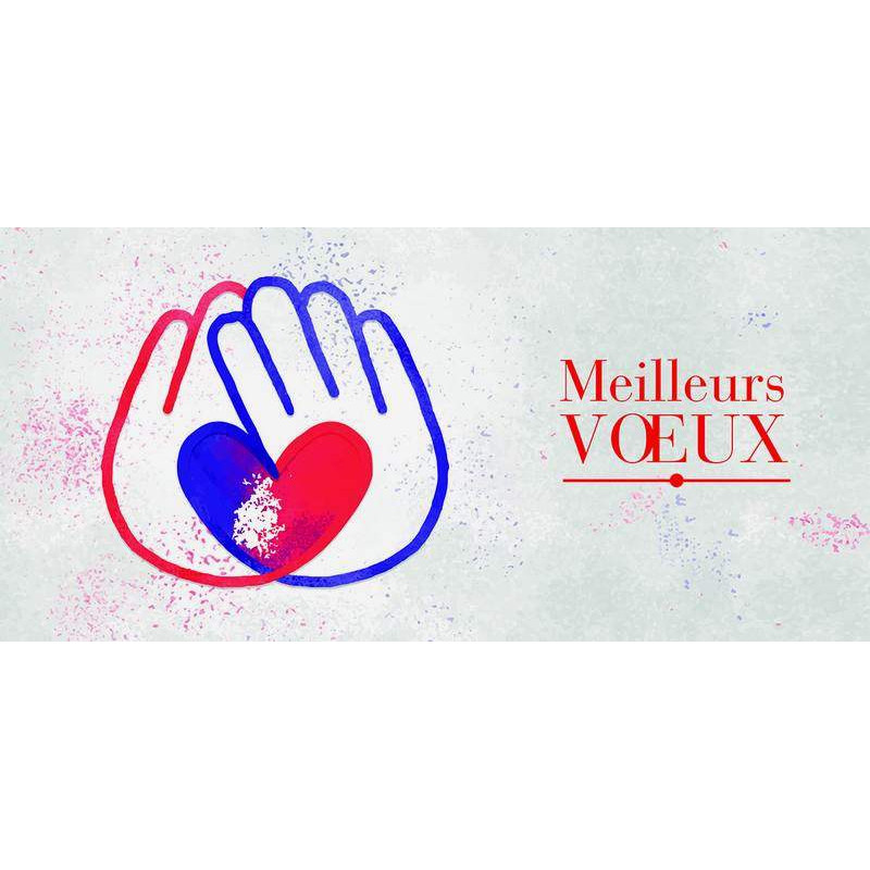 Carte de Vœux tricolore mains coeur vernis Faire Part Select BTB485