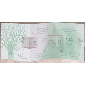 Faire-part naissance baptême nature chic blanc vert pâle arbre dorure Belarto Naissance 2020 610018