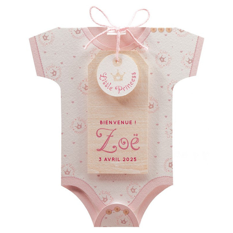 Faire-part de naissance original vintage fille body Belarto Naissance 2020 610003