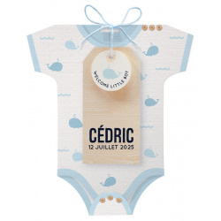 Faire-part naissance original body bleu baleines Belarto Naissance 2020 610004