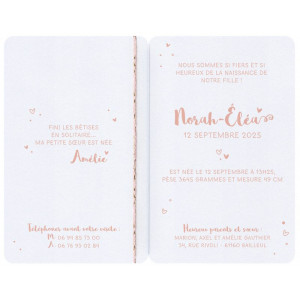 Faire-part naissance original douceur bohème blanc rose saumon Belarto Naissance 2020 610041