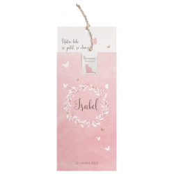 Faire-part naissance baptême élégant pochette rose couronne fleurs dorure Belarto Naissance 2020 610020