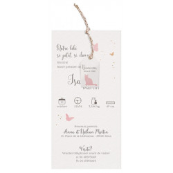 Faire-part naissance baptême élégant pochette rose couronne fleurs dorure Belarto Naissance 2020 610020