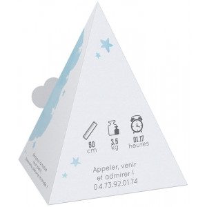 Faire-part naissance baptême original 3D pyramide étoiles bleues Belarto Naissance 2020 610015