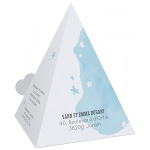Faire-part naissance baptême original 3D pyramide étoiles bleues Belarto Naissance 2020 610015