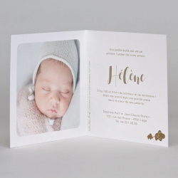 Faire-part naissance chic blanc rose éléphants dorés Buromac Baby Folly (2019) 589.083-2