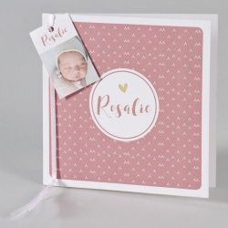 Faire-part naissance style vintage vieux rose coeur doré photo Buromac Baby Folly (2019) 589.027