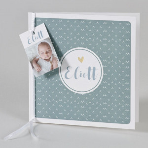 Faire-part naissance style vintage vert de gris coeur doré photo Buromac Baby Folly (2019) 589.026