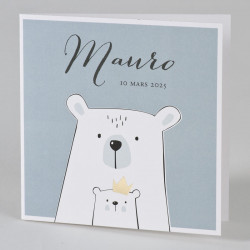 Faire-part naissance original ours blancs couronne dorée Buromac Baby Folly (2019) 589.002