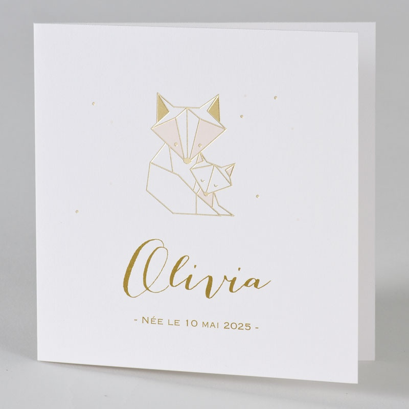 Faire-part naissance élégant blanc renards stylisés dorés Buromac Baby Folly (2019) 589.003 Faire-part naissance élégant blanc renards stylisés dorés Buromac Baby Folly (2019) 589.003