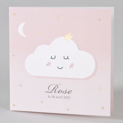 Faire-part naissance fille rose nuage couronne étoiles dorés Buromac Baby Folly (2019) 589.033