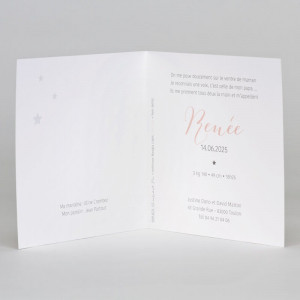 Faire-part naissance classique rose saumon pâle ourson couronne dorée Buromac Baby Folly (2019) 589.073-2