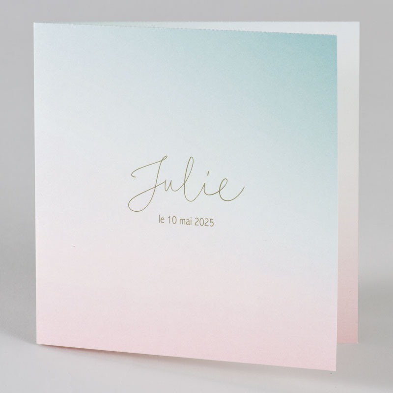 Faire-part naissance classique épuré mixte dégradé vert rose Buromac Baby Folly (2019) 589.081