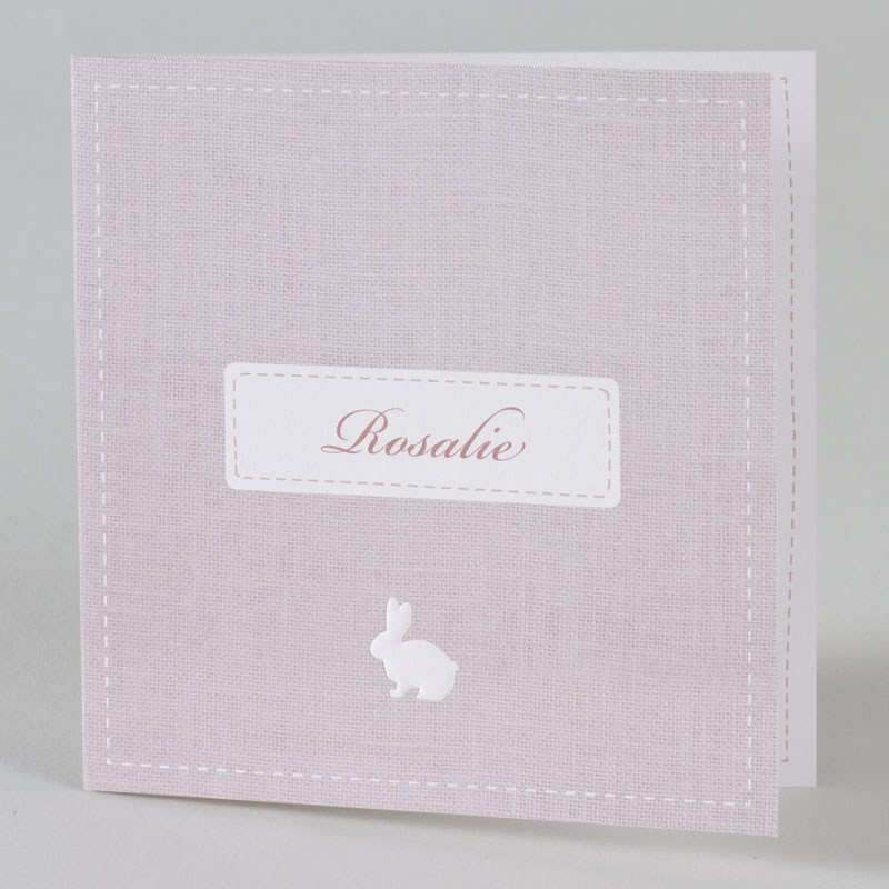 Faire-part naissance classique chic vieux rose lapin gaufrage Buromac Baby Folly (2019) 589.053