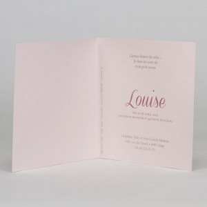 Faire-part naissance élégant vieux rose motif bois Buromac Baby Folly (2019) 589.103-2