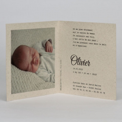 Faire-part naissance élégant kraft clair motif bois Buromac Baby Folly (2019) 589.102-2