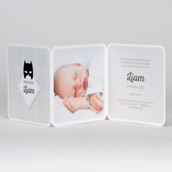 Faire-part naissance original masque Batman triptyque Buromac Baby Folly (2019) 589.017-2