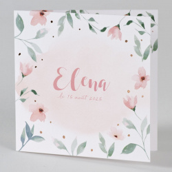 Faire-part naissance nature chic fleurs aquarelle cuivre Buromac Baby Folly (2019) 589.004