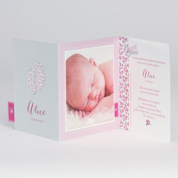 Faire-part naissance vintage fleurs roses photo Buromac Baby Folly (2019) 586.069-2