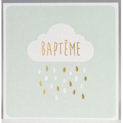 Faire-part baptême vert nuage pluie dorure BUROMAC Pirouette 2017 577.326